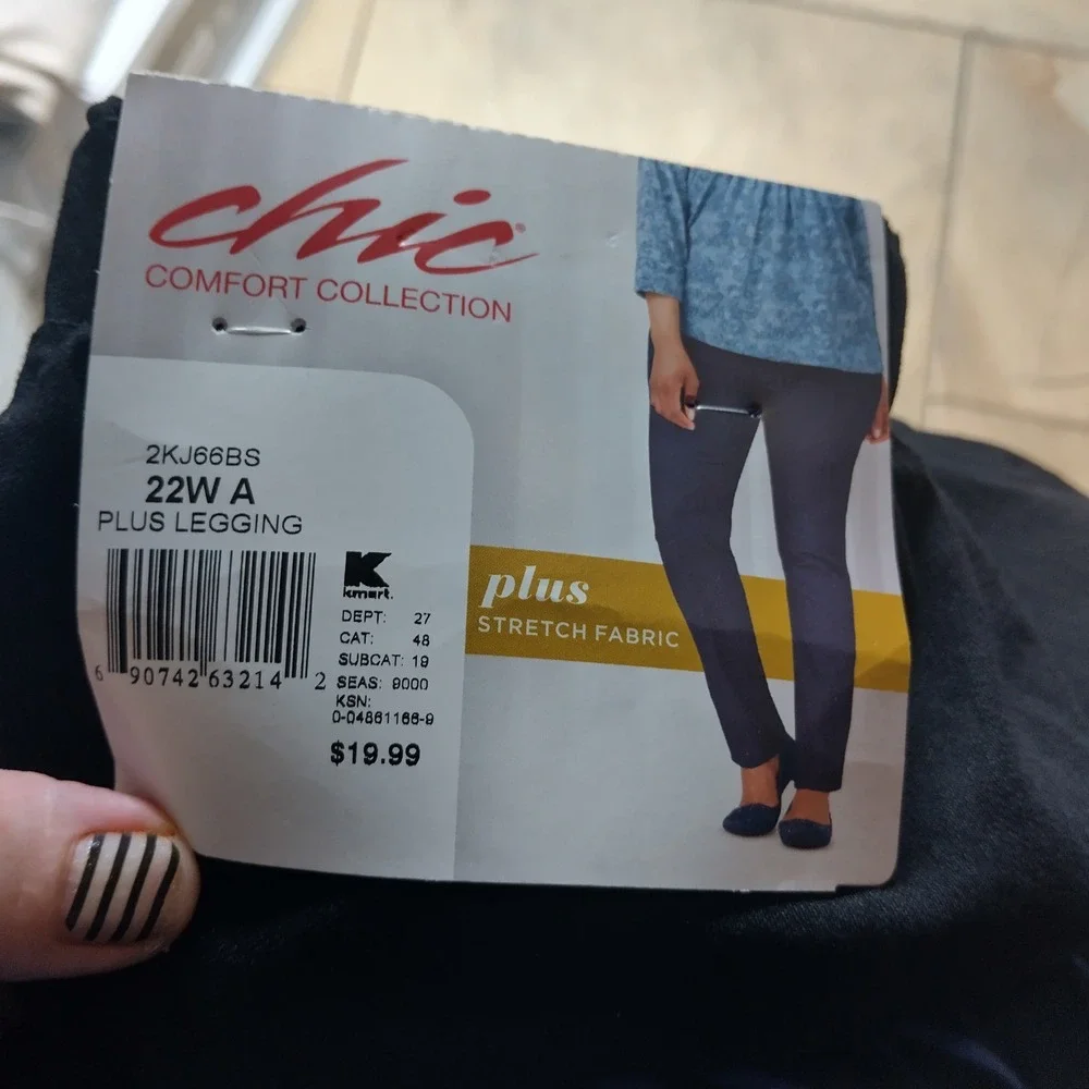 Chic Comfort Collection Black Pull On Leggings Plus Size 22W A Elastic Waist New - Picture 4 of 4